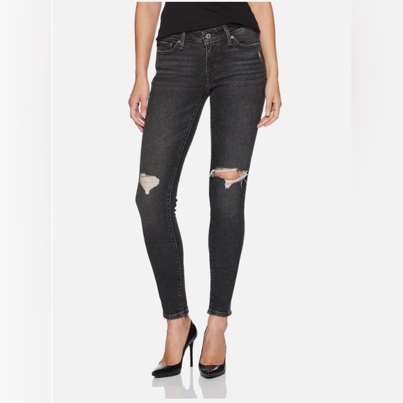 Levi's 711 Designer Stretch Distressed Denim Skinny‎ Jeans Size 25 - Picture 1 of 8